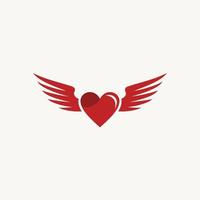 Heart wing angel logo design icon vector