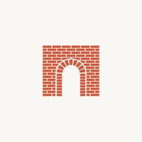 Brick wall and door logo design icon vector illustration