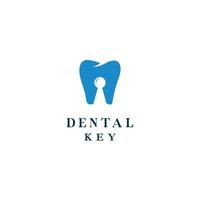 Dental tooth lock key logo design vector icon template