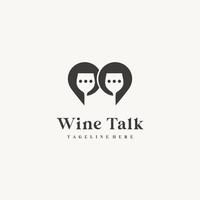 Wine talk chat bubble logo icon vector