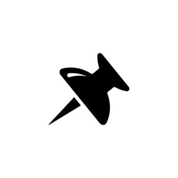 Pushpin silhouette. Item with needle for attaching office documents and reminder sheets for push button vector clip