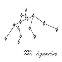 dibujado a mano acuario signo del zodiaco símbolo esotérico garabato astrología elemento de imágenes prediseñadas para el diseño vector