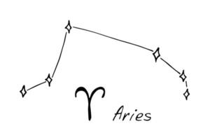 dibujado a mano aries signo del zodiaco símbolo esotérico garabato astrología elemento de imágenes prediseñadas para el diseño vector