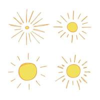 Hand drawn abstract sun symbol. Summer doodle set. Vector elements for design