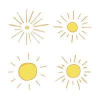 Hand drawn abstract sun symbol. Summer doodle set. Vector elements for design