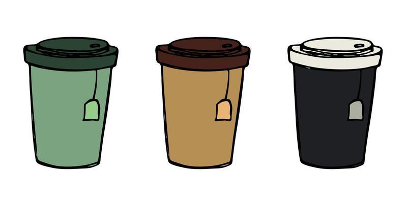 Cute cup of tea or coffee illustration. Simple cup clipart. Cozy home doodle set
