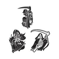 grim reapers set collection tattoo illustration vector