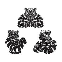 strong tigers set collection tattoo illustration vector