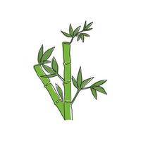 dibujo de una sola línea continua de árboles de bambú para la identidad del logotipo de la plantación. concepto de planta con flores perennes de hoja perenne fresca para el icono de la planta. Ilustración de vector de diseño gráfico de dibujo de una línea moderna