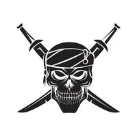 Skull Pirate Black Vector Illustration