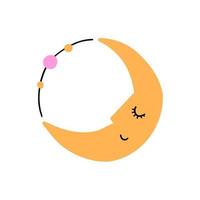 cute moon in flat style. hand drawn vector illustration.