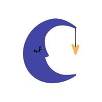 cute moon in flat style. hand drawn vector illustration.