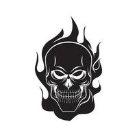 Skull Fire Black Vector Illustration