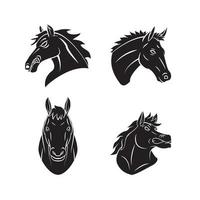 horse head set collection tattoo illustration vector