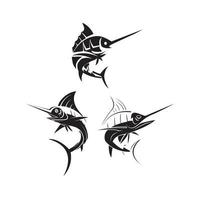 Marlin fish set collection tattoo illustration vector