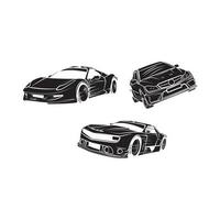 sport cars set collection tattoo illustration vector
