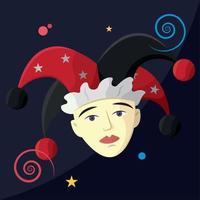 Isolated clown jester avatar with harlequin hat Vector illustration