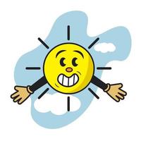 Isolated colored happy sun traditional cartoon character Vector illustration
