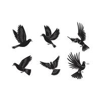 dove flying set collection tattoo illustration vector