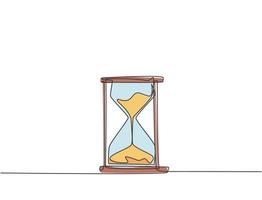 dibujo de línea continua única de reloj de arena retro antiguo. concepto clásico de reloj de arena vintage. Ilustración de vector de diseño gráfico de dibujo de una línea dinámica