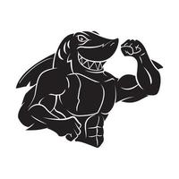 Strong Shark Black Vector Illustration