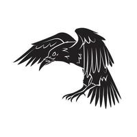 Flying Raven Black Vector Illustration