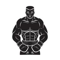 Boxer Player Black Vector Illustration