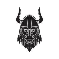 vikingo cabeza negro vector ilustración
