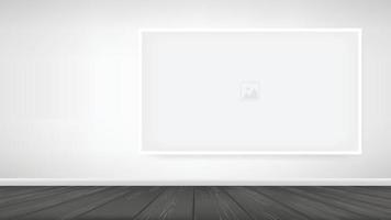 Empty photo frame or picture frame background in wooden room space background. For room design and interior decoration. Vector. vector