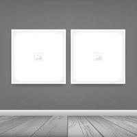 Empty photo frame or picture frame background in wooden room space background. For room design and interior decoration. Vector. vector