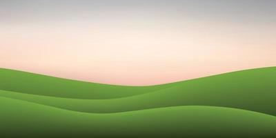 Green grass hill and sunset sky background. Outdoor natural background for template design. Vector. vector