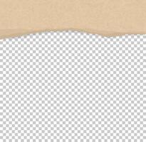 Torn paper edges for background. Ripped brown paper texture on transparent background. Vector.