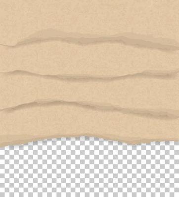 Torn paper edges for background. Ripped brown paper texture on transparent background. Vector.