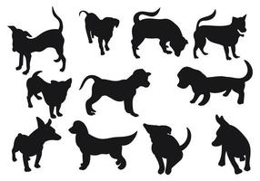 Big set of dog silhouettes isolated on white background. pet vector illustration..