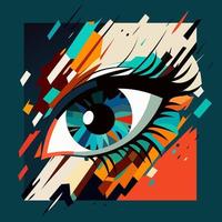 eye in abstract art style, cube style for poster, banner or background, vector illustration