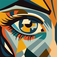 eye in abstract art style, cubic style for poster, banner or background, vector illustration