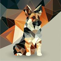 dog in abstract art style, cube style for poster, banner or background, vector illustration