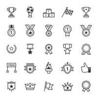 Set of Outline Stroke Award and Trophy Icons png