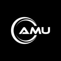 AMU letter logo design in illustration. Vector logo, calligraphy designs for logo, Poster, Invitation, etc.