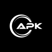 APK letter logo design in illustration. Vector logo, calligraphy designs for logo, Poster, Invitation, etc.