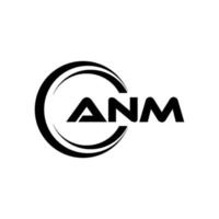 ANM letter logo design in illustration. Vector logo, calligraphy designs for logo, Poster, Invitation, etc.