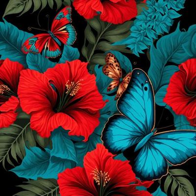 Free hawaiian flowers background - Vector Art
