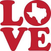 LOVE Texas Red Outline Vector Graphic Illustration Isolated