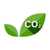verde hoja ecológico icono vector con el texto co2 carbón emisiones gratis industrial producción Respetuoso del medio ambiente No aire atmósfera contaminación para gráfico diseño, logo, sitio web, social medios de comunicación, móvil aplicación
