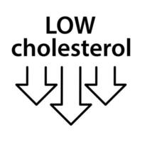 icono de colesterol bajo vector corazón cuidado cardiología signo dietético productos alimenticios bajos en calorías para diseño gráfico, logotipo, sitio web, redes sociales, aplicación móvil, ilustración de interfaz de usuario