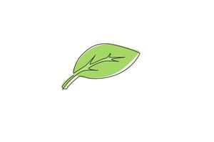 Leaf icon. Continuous one line drawing of green nature minimalist vector illustration design on white background. Isolated simple line modern graphic style. Hand drawn graphic concept for environment