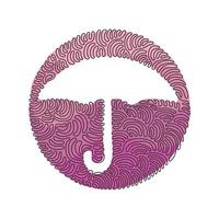 Single continuous line drawing umbrella icon. Summer or fall fashion accessory. Autumn weather forecast logo. Rain protection. Swirl curl circle background style. One line draw graphic design vector