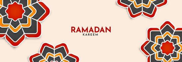 Ramadan kareem. Islamic background template with crescent moon ornament for. Design greeting card, poster, horizontal banner. Vector illustration.