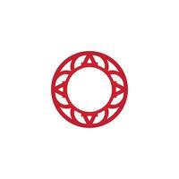Decorative inspirational icon in red tones, catchy minimalist angular and round logo vector