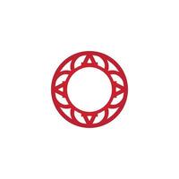 Decorative inspirational icon in red tones, catchy minimalist angular and round logo vector